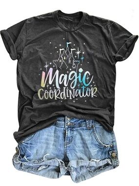 Magic Coordinator Graphic Tee - Dark Gray with Pastel Ombre Print